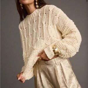12th tribe Bethany Cream Cable Knit Sweater xl